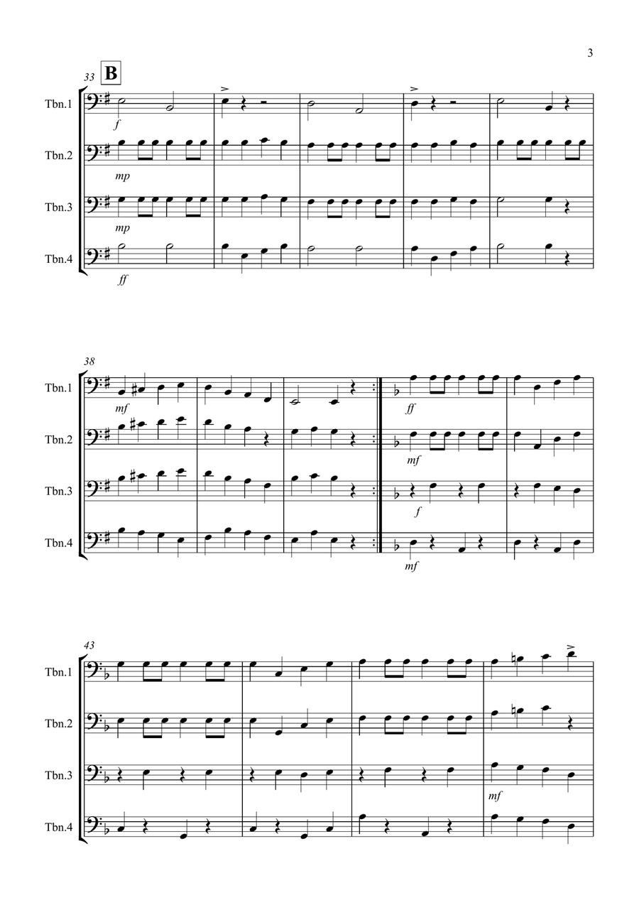 Drunken Sailor for Trombone Quartet Trombone Quartet scores gallery preview page 3
