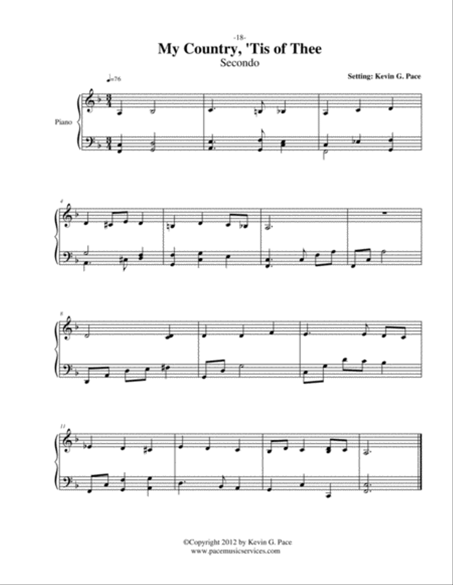 My Country, 'Tis of Thee - easy piano duet Easy Piano scores gallery preview page 2