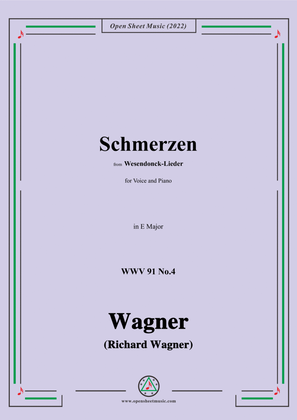 Book cover for R. Wagner-Schmerzen,in E Major,WWV 91 No.4,from Wesendonck-Lieder