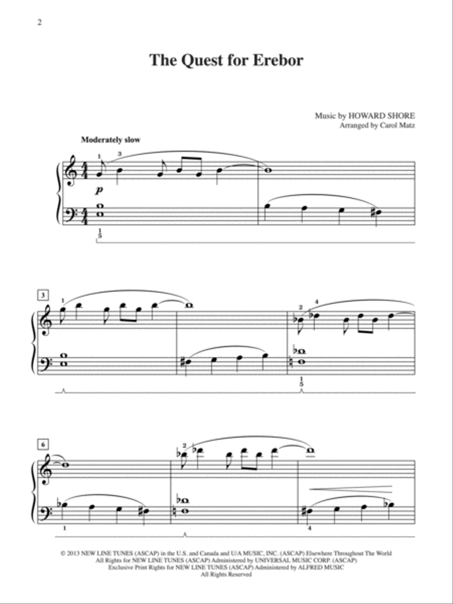 The Quest for Erebor (from The Hobbit: The Desolation of Smaug) Easy Piano scores gallery preview page 1