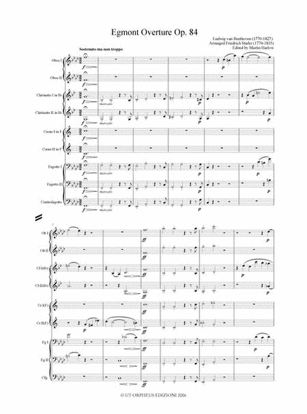 Egmont Overture Op. 84 (Transcription by Friedrich Starke - Wien 1812) for 2 Oboes, 2 Clarinets, 2 Horns, 2 Bassoons and Contrabassoon
