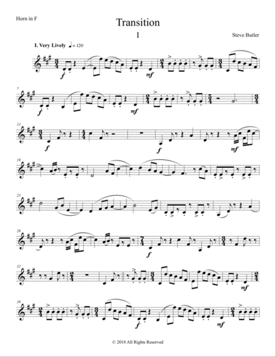 Transition I Part: Horn F Small Ensemble scores gallery preview page 1