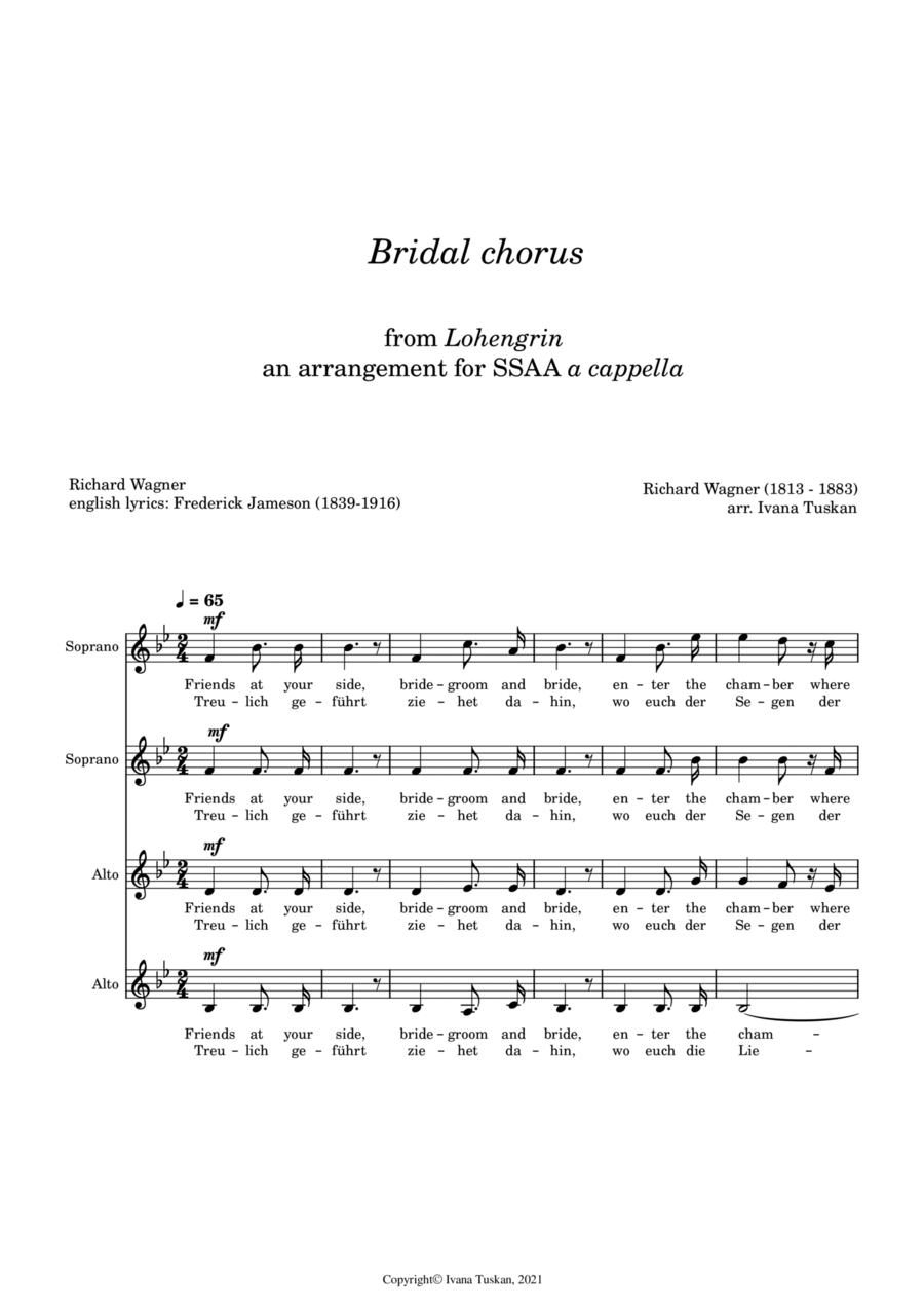 Wedding March (Bridal chorus) from Lohengrin, for SSAA a cappella SSAA scores gallery preview page 1