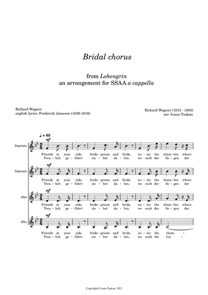 Wedding March (Bridal chorus) from Lohengrin, for SSAA a cappella image number null