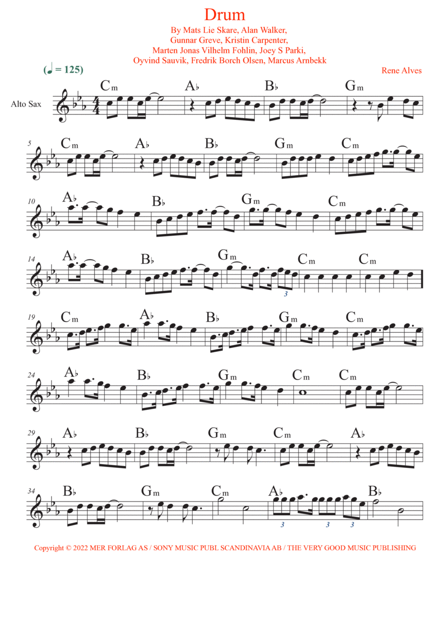 The Drum Alto Saxophone scores gallery preview page 1
