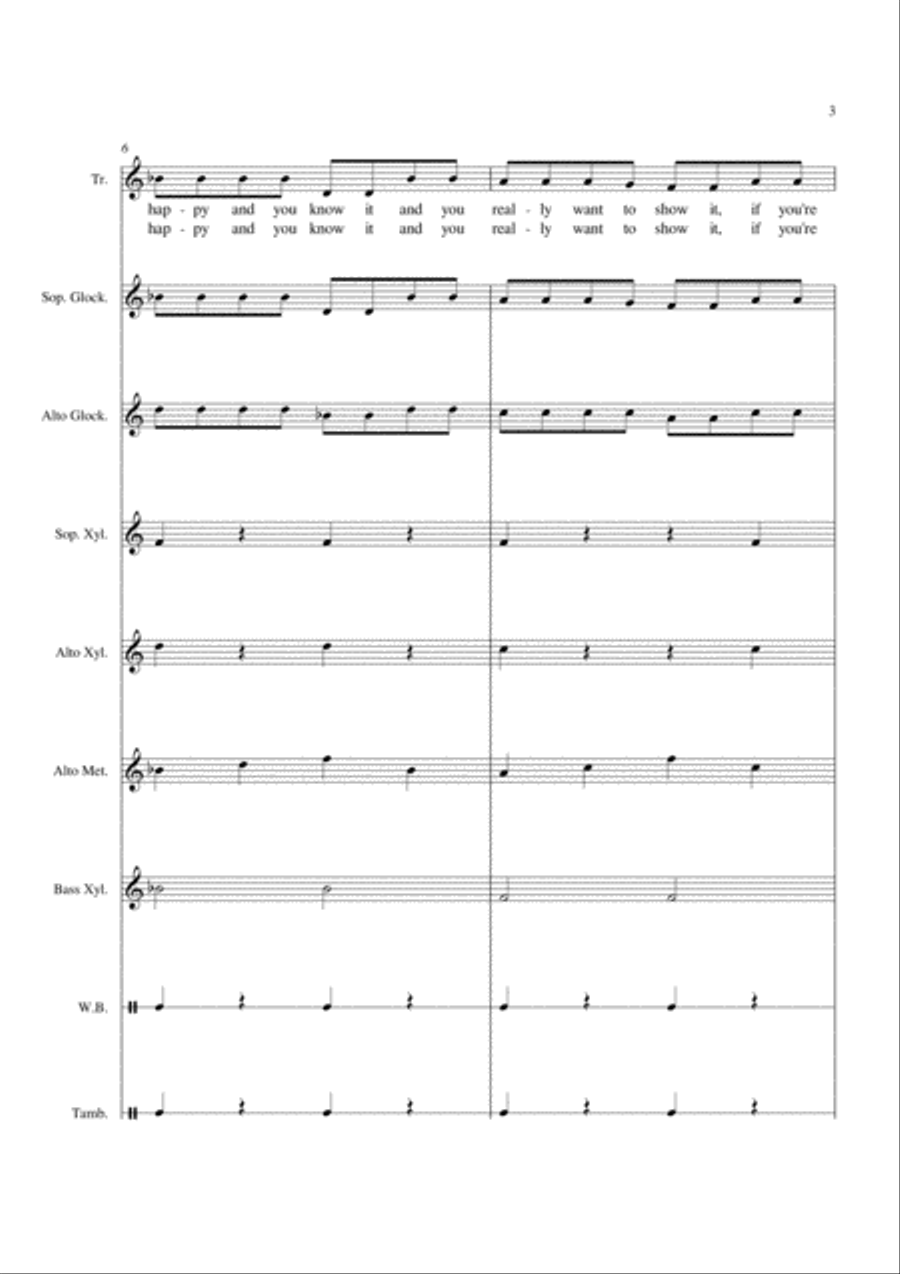 If You're Happy And You Know It - For Orff Ensemble Percussion Ensemble scores gallery preview page 3