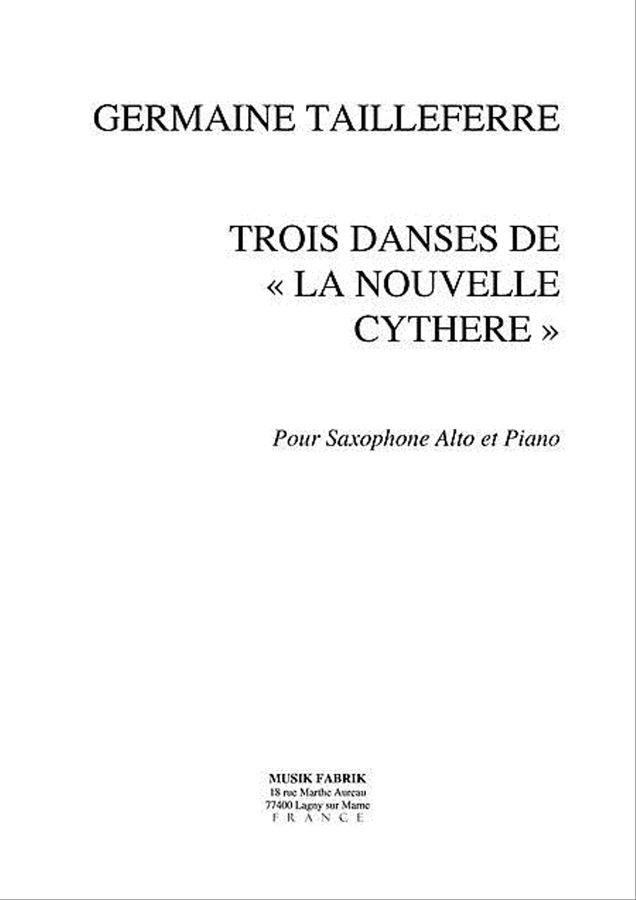 Trois Danses de la Nouvelle Cythere Alto Saxophone scores gallery preview page 1