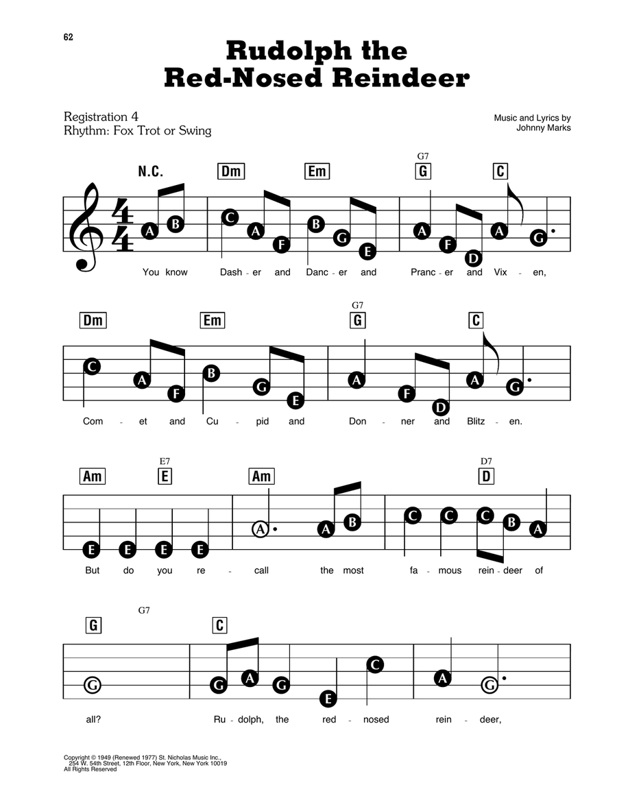 Rudolph The Red-Nosed Reindeer Electronic Keyboard scores gallery preview page 1