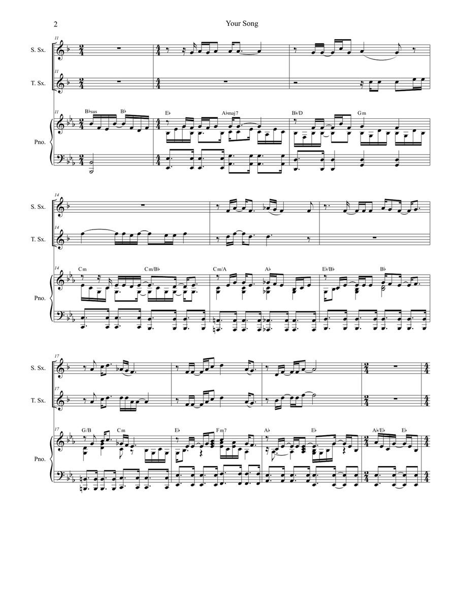 Your Song Your Song Woodwind Duet scores gallery preview page 2