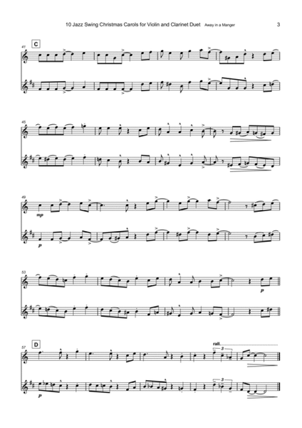10 Jazz Swing Carols for Violin and Clarinet Duet