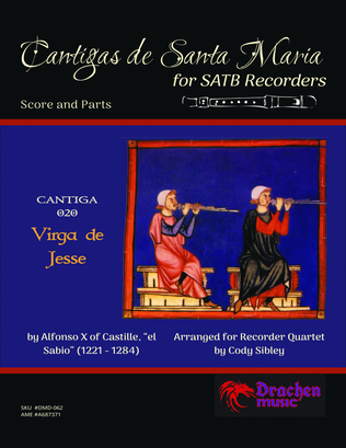 Book cover for Cantigas de Santa Maria 020 Virga de Jesse for Recorder Quartet