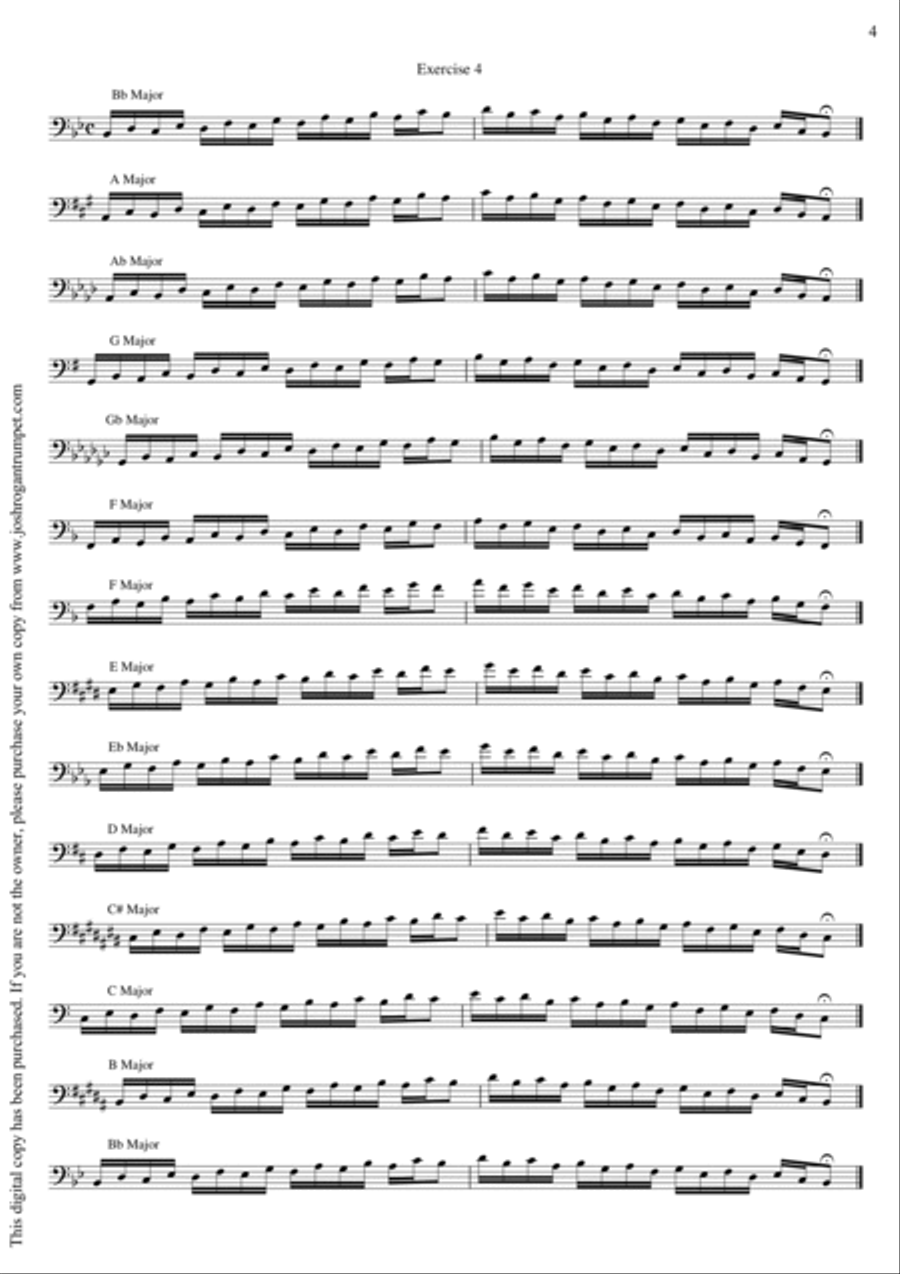 Scales in All Keys- For Trombone (Bass Clef) Small Ensemble scores gallery preview page 5
