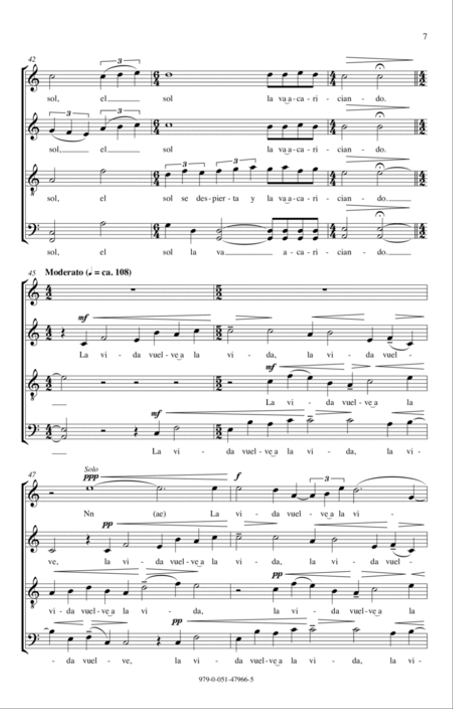 Amanecer (No. 2 From Visiones Dellano) 4-Part scores gallery preview page 5
