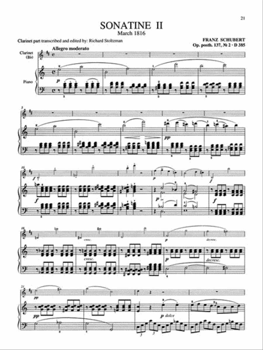 2 Sonatines for Clarinet, Op. post. 137 Clarinet Solo scores gallery preview page 5