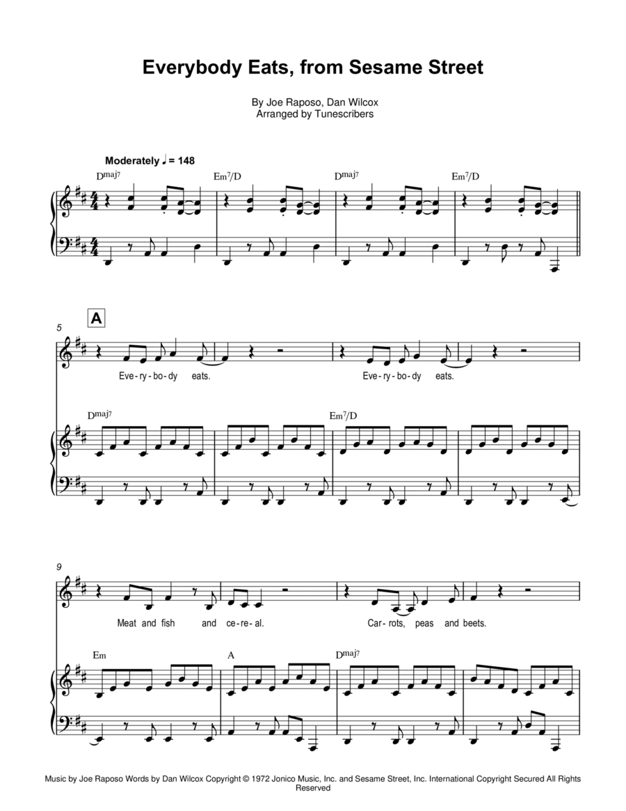 Everybody Eats, from Sesame Street Voice scores gallery preview page 1