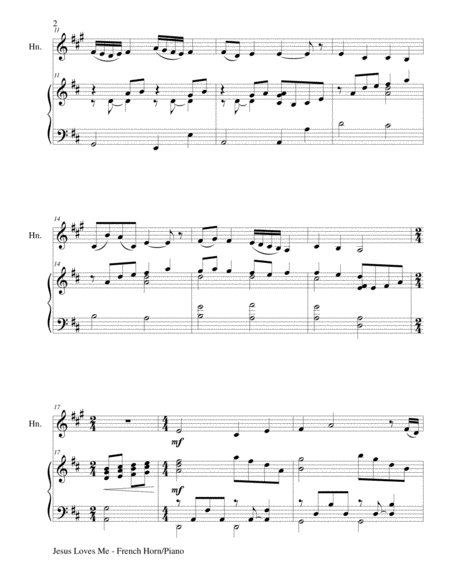 JESUS LOVES ME (Duet – French Horn and Piano/Score and Parts) image number null