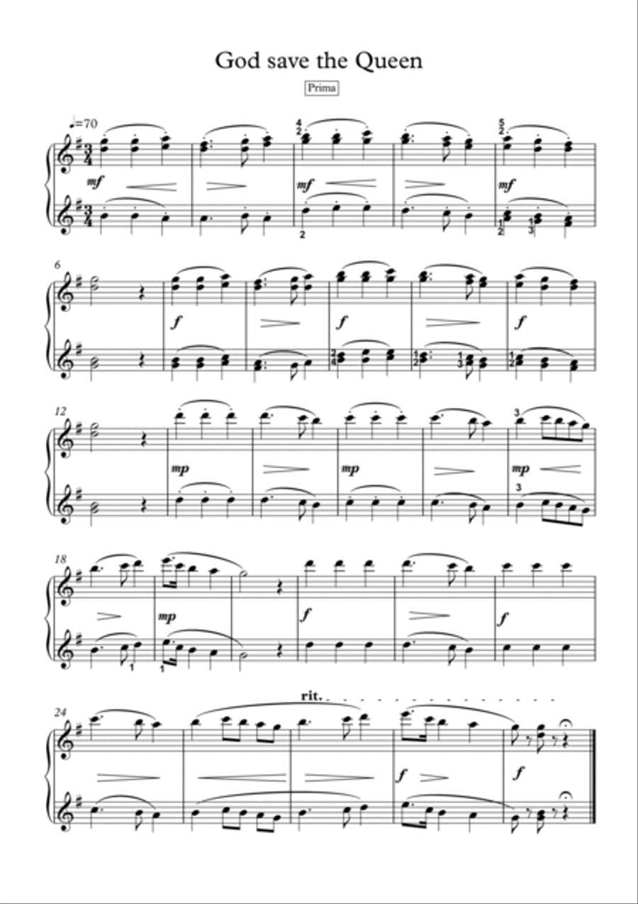 God Save The Queen (UK National Anthem) 1 Piano, 4-Hands scores gallery preview page 3