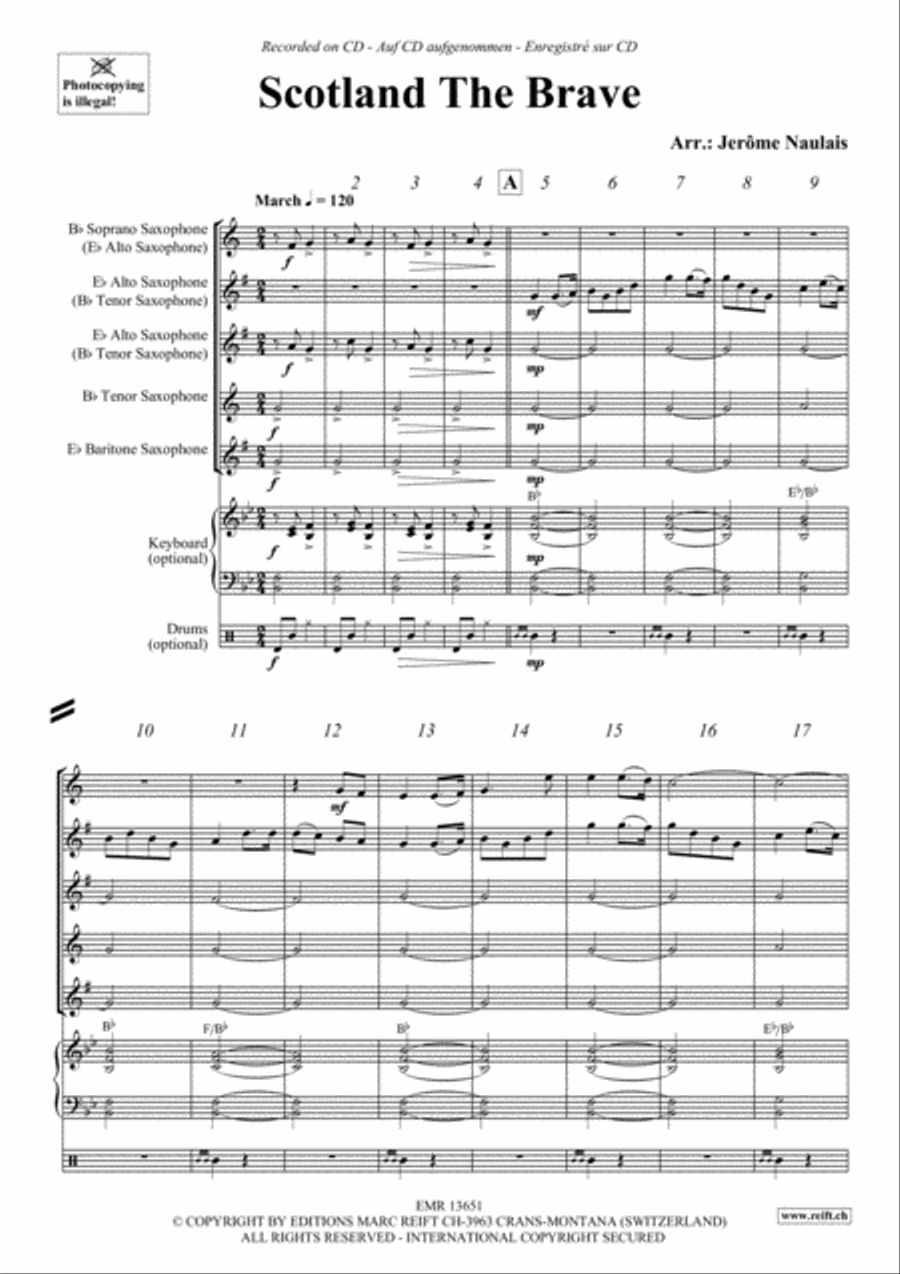 Scotland The Brave Scotland The Brave Saxophone Quintet scores gallery preview page 3