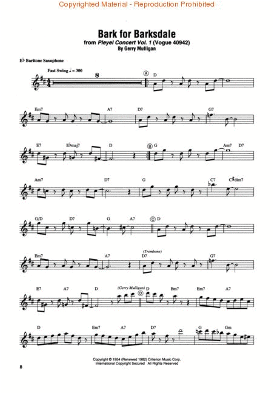 The Gerry Mulligan Collection Baritone Saxophone scores gallery preview page 3