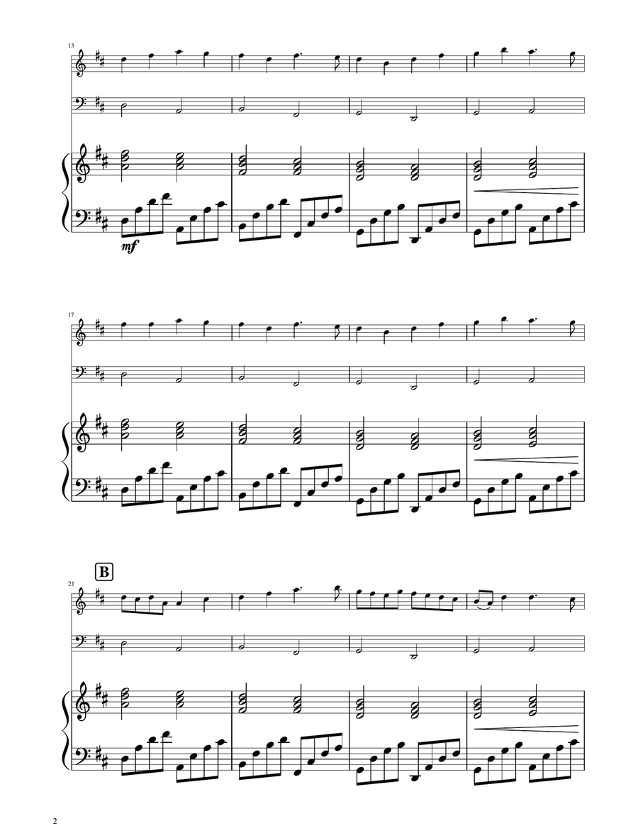 Canon in D - Violin and Cello Duet Piano Trio scores gallery preview page 2