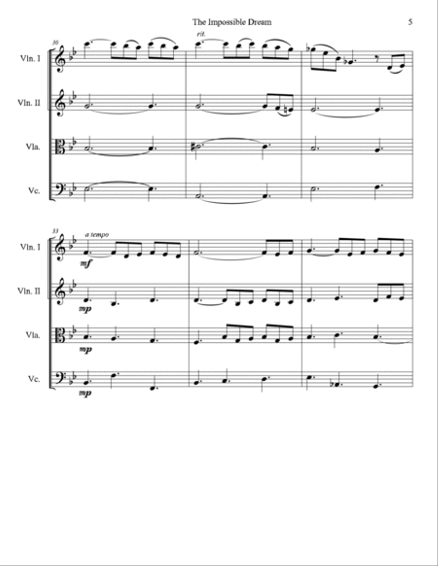 The Impossible Dream The Impossible Dream String Quartet scores gallery preview page 6
