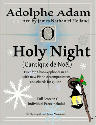 Book cover for O Holy Night (Cantique de Noel) Adolphe Adam Duet for two Eb Alto Saxophones