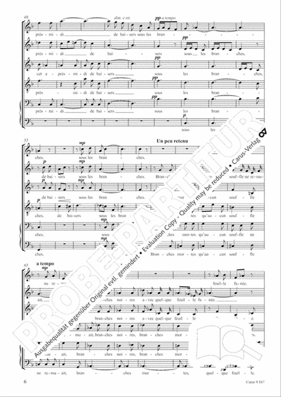 Debussy/ Gottwald: Deux Melodies d'apres des textes de Paul Bourget transcribed for 6 voices Choir scores gallery preview page 7