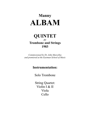 Book cover for Quintet for Trombone and Strings