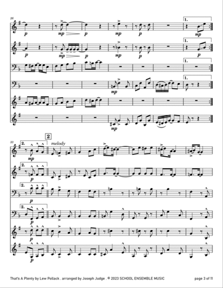 That's A Plenty by Pollack for Brass Quartet in Schools Brass Quartet scores gallery preview page 3