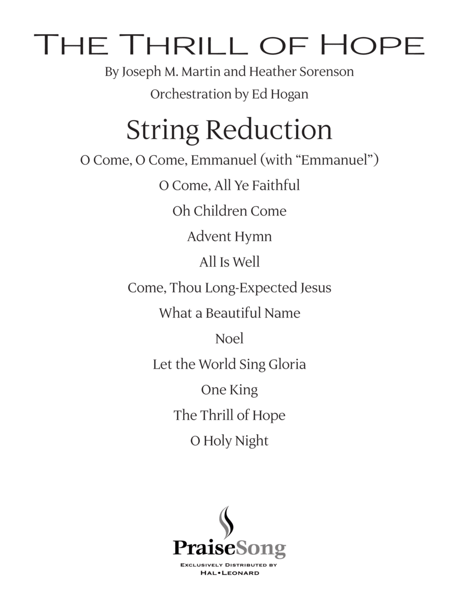 The Thrill of Hope (A New Service of Lessons and Carols) - Keyboard String Reduction