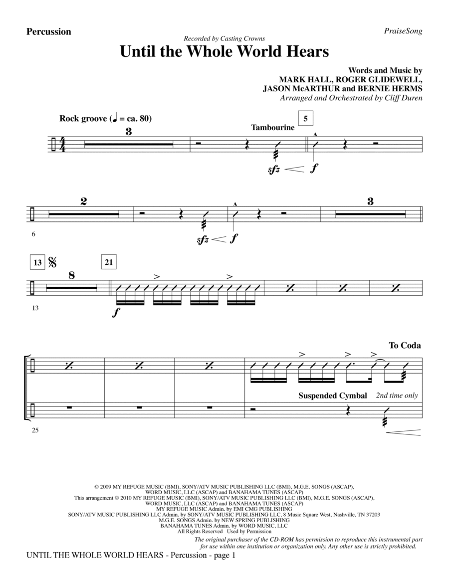 Until The Whole World Hears - Percussion Choir scores gallery preview page 1