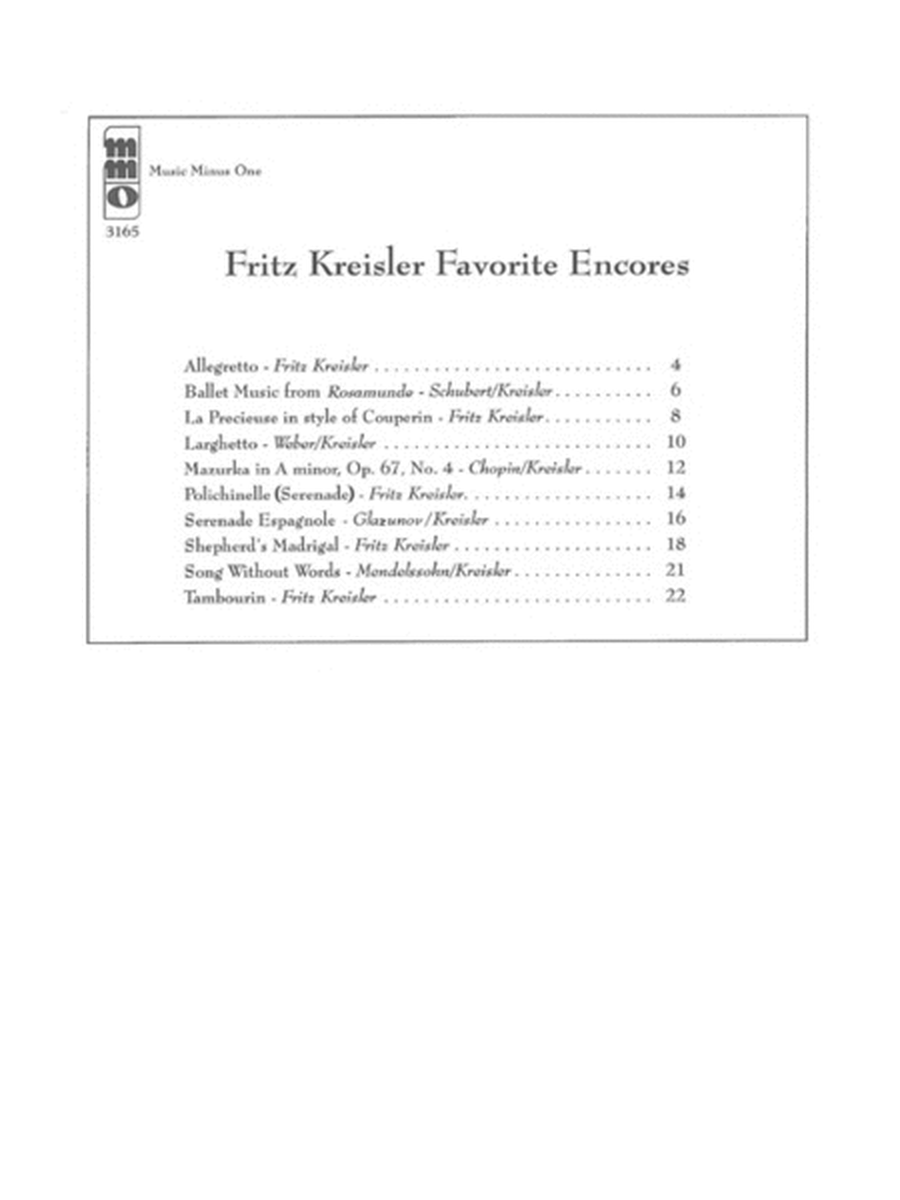 Fritz Kreisler – Favorite Encores image number null