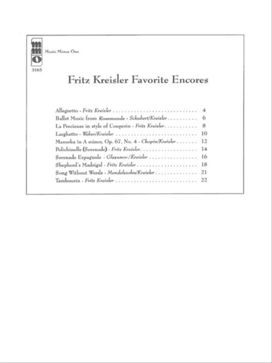 Fritz Kreisler – Favorite Encores image number null