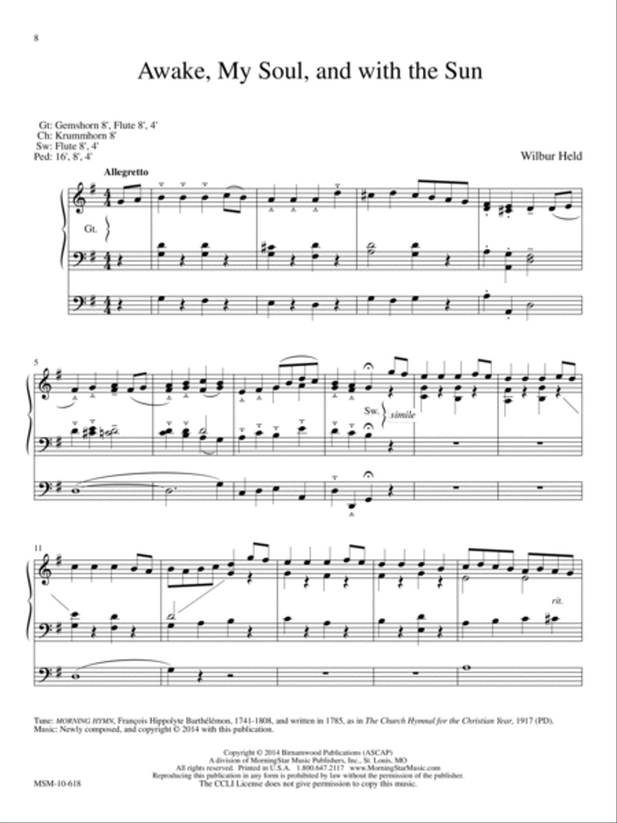New Every Morning: Six Settings of Morning Hymns for Organ Organ Solo scores gallery preview page 4