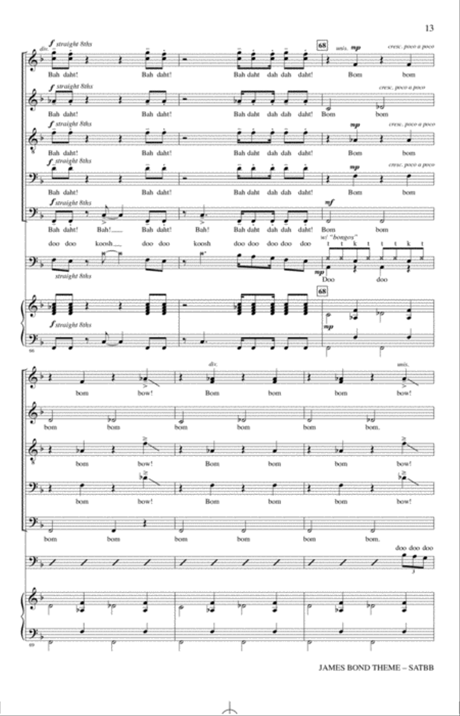 James Bond Theme (arr. Alan Billingsley) 4-Part scores gallery preview page 12