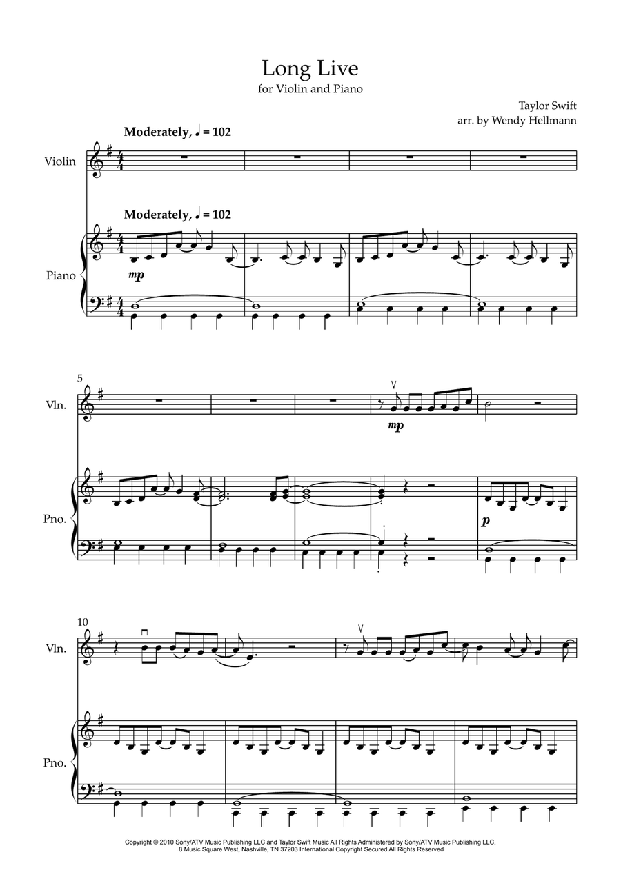 Long Live Violin Solo scores gallery preview page 1