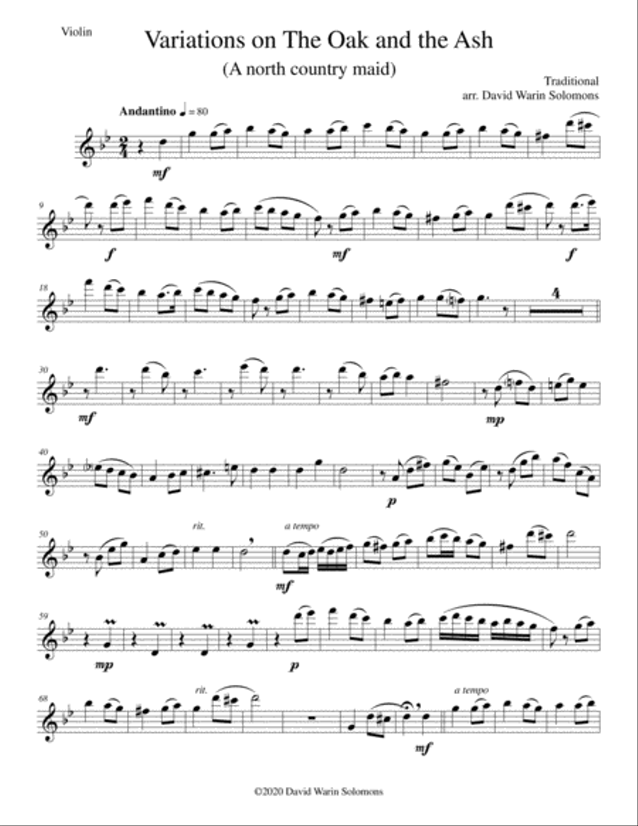 Variations on The Oak and the Ash (A north country Maid) for string trio String Trio scores gallery preview page 6