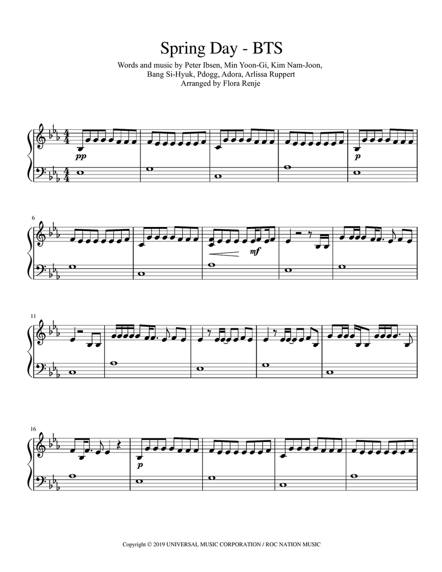 Spring Day Spring Day Easy Piano scores gallery preview page 1