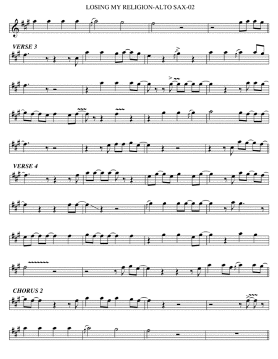 Losing My Religion Alto Saxophone scores gallery preview page 2