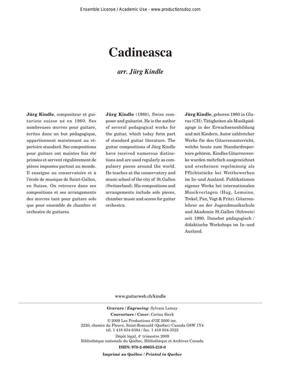 Musique facile pour 4 guitares - Roumanie (Cadineasca)