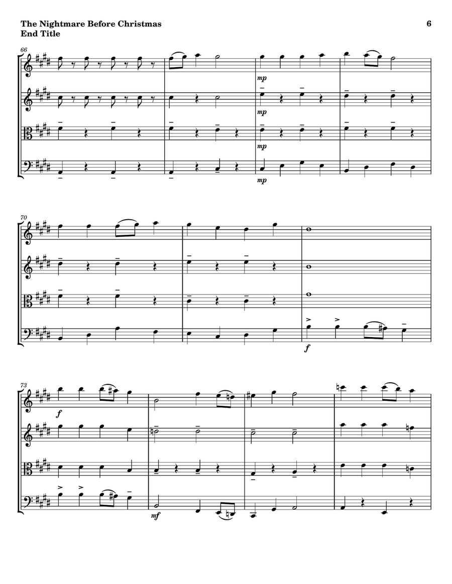 Nightmare Before Christmas (end Titles) String Quartet scores gallery preview page 6