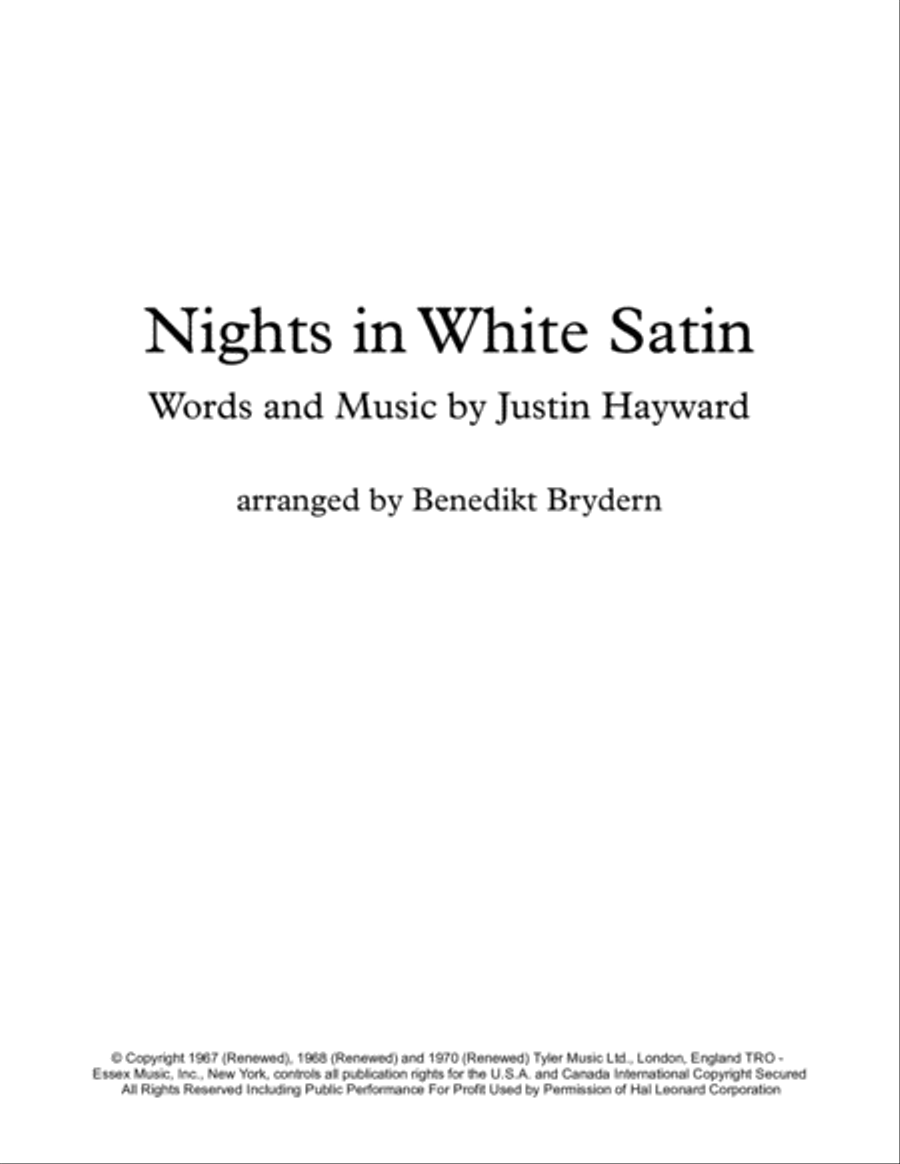 Nights In White Satin String Quartet scores gallery preview page 1