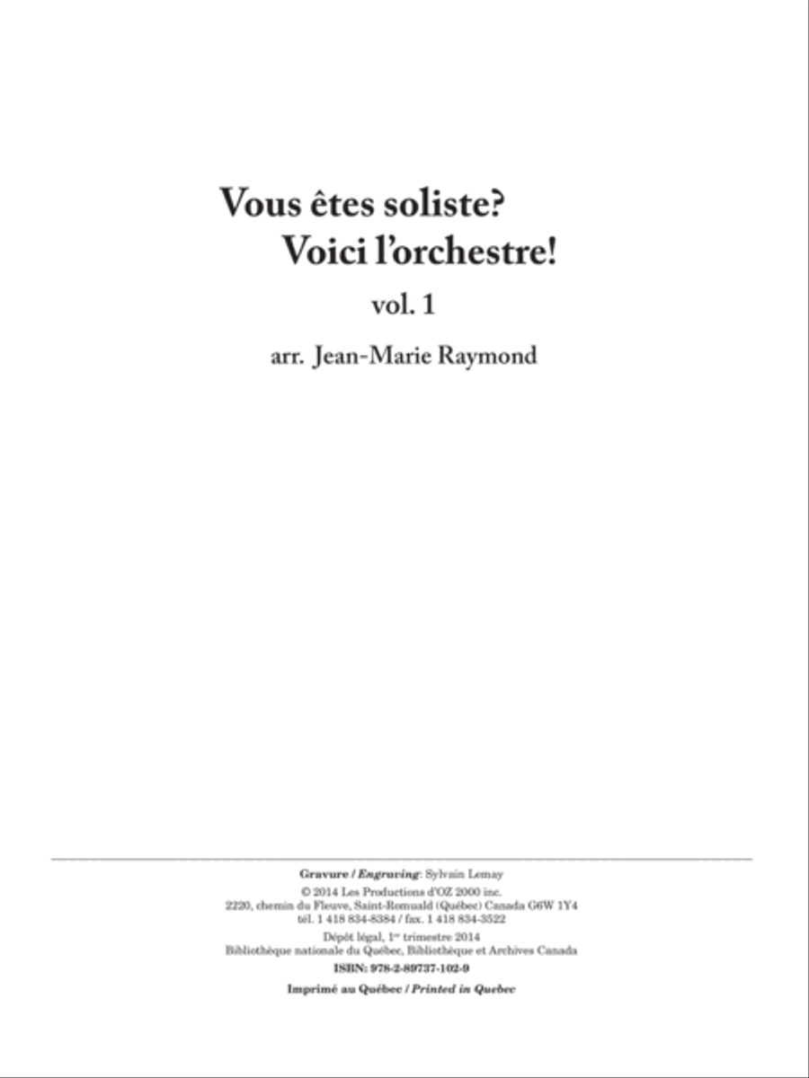 Vous êtes soliste? Voici l’orchestre! vol. 1 Orchestra scores gallery preview page 1