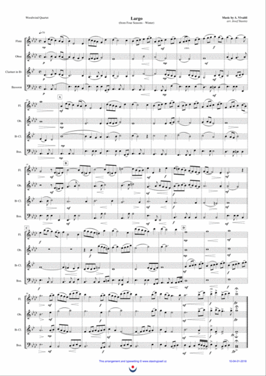 Four Seasons - Winter (Largo) Woodwind Quartet scores gallery preview page 1