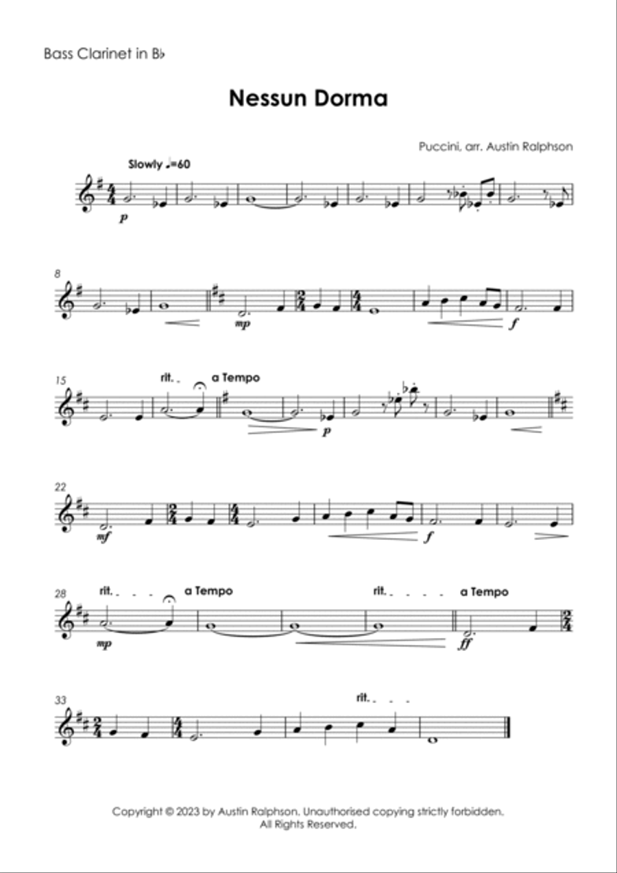 Nessun Dorma - clarinet quartet Clarinet Quartet scores gallery preview page 4