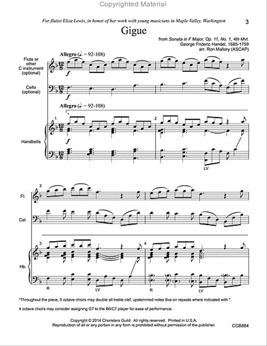 Gigue Full Score Handbell Choir scores gallery preview page 3