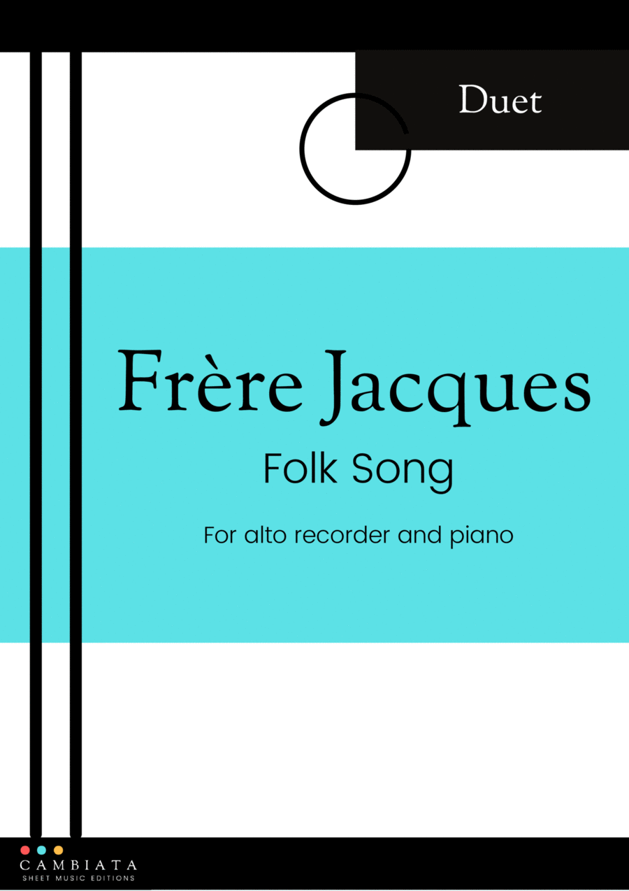 Frère Jacques - Solo alto recorder and piano accompaniment (Easy) Alto Recorder scores gallery preview page 1