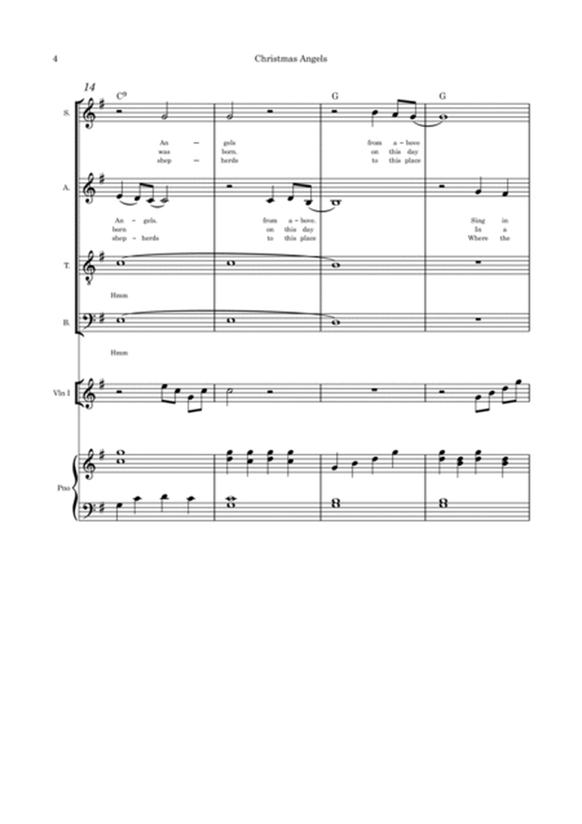 Christmas Angels - SATB violin and piano with parts included image number null