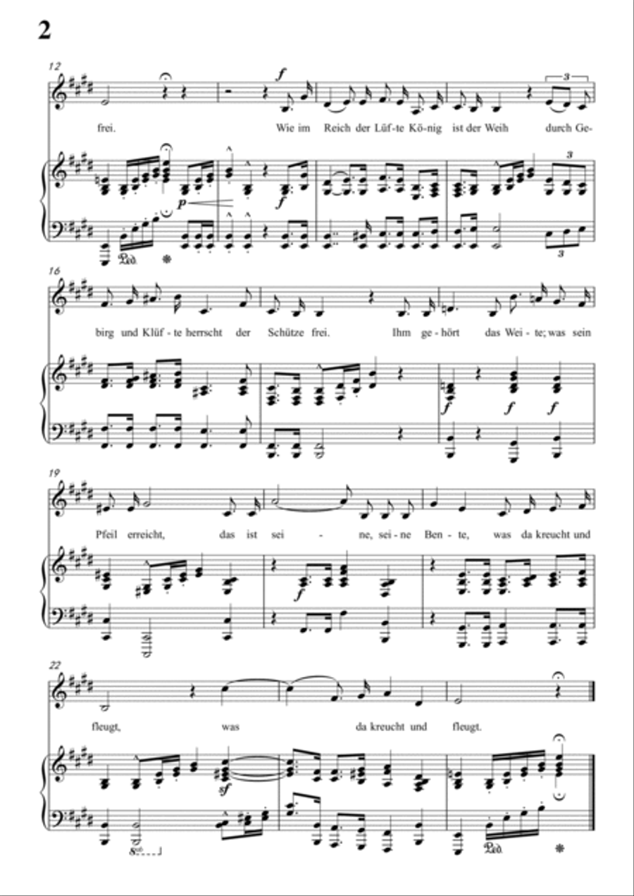 Schumann-Des Buben Schützenlied in E Major,Op.79,No.26 for Voice and Piano Voice Solo scores gallery preview page 3