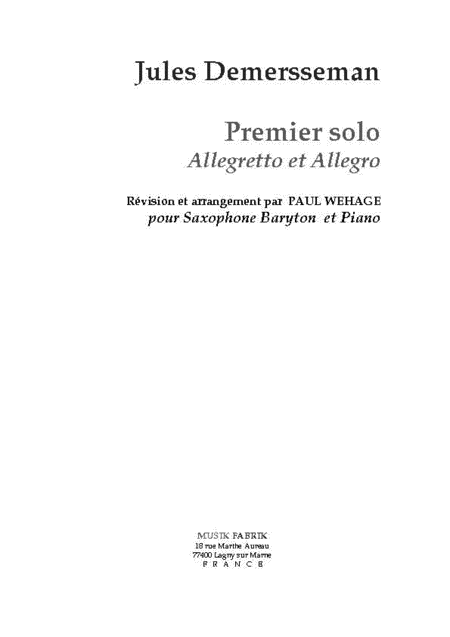 Premier Solo: Allegretto et Allegro